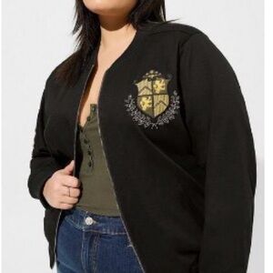 Torrid Women's Stretch Twill Black Bomber Jacket